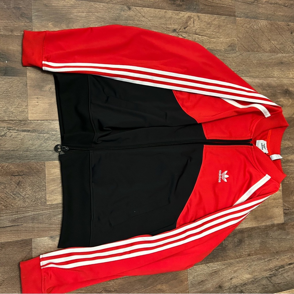 Adidas Red and Black Track Jacket